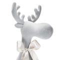 Decorative flocked elk figurine with bow, shelf sitter, 80cm | Floristik24.ie
