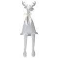 Decorative flocked elk figurine with bow, shelf sitter, 80cm | Floristik24.ie