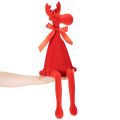 Decorative elk figurine with bow, sitting, flocked shelf sitter, 54cm | Floristik24.ie