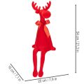 Decorative elk figurine with bow, sitting, flocked shelf sitter, 54cm | Floristik24.ie
