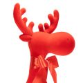 Decorative moose figurine, flocked shelf sitter with bow, 80cm | Floristik24.ie