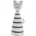 Floristik24 Cat with glasses, decorative figure to place, cat figure metal black and white H16cm Ø7cm