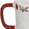 Ceramic Christmas mug with knitted pattern and festive decoration 9cm - red-white 2pcs | Floristik24.ie