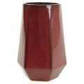 Floristik24 Ceramic Vase Flower Vase Red Hexagonal Ø14.5cm H21.5cm