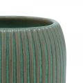 Floristik24 Ceramic vase with grooves Ceramic vase light green Ø13cm H20cm