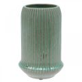 Floristik24 Ceramic vase with grooves Ceramic vase light green Ø13cm H20cm