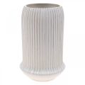 Floristik24 Ceramic vase with grooves White ceramic vase Ø13cm H20cm