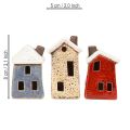 Ceramic house Advent decoration cream red grey 8.5/9.5cm 3 pieces | Floristik24.ie