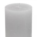 Floristik24 Pillar candles dyed light gray 70×100mm 4pcs