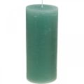 Floristik24 Pillar candles solid-colored green 85×200mm 2pcs