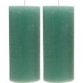 Floristik24 Pillar candles solid-colored green 85×200mm 2pcs