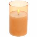 Floristik24 LED candle in glass real wax orange Ø7.5cm H12.5cm