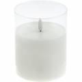 Floristik24 Candle decoration LED candle in glass real wax white Ø10cm H13cm