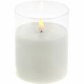 Floristik24 Candle decoration LED candle in glass real wax white Ø10cm H13cm