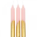 Tree candles pyramid candles pink, golden candles H105mm 10p