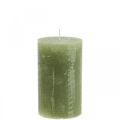 Floristik24 Solid colored candles olive green pillar candles 70×120mm 4pcs