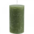 Floristik24 Solid colored candles olive green various sizes