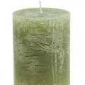 Floristik24 Solid colored candles olive green pillar candles 60×80mm 4pcs