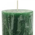 Floristik24 Solid Colored Candles Dark Green Pillar Candles 70×140mm 4pcs