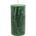 Floristik24 Solid Colored Candles Dark Green Pillar Candles 70×140mm 4pcs