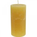 Floristik24 Pillar candles Rustic solid colored candles yellow 70/140mm 4pcs