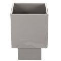 Grey cube planter with base