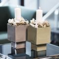 Grey cube planter with base for modern decoration, 22cm | Floristik24.ie
