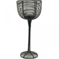 Floristik24 Tea light holder black metal decorative wine glass Ø10cm H26.5cm