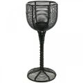 Floristik24 Tea light holder metal black decorative wine glass Ø13cm H31.5cm