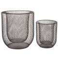 Modern candleholder Black metal basket Ø28.5/18cm Set of 2 | Floristik24.ie