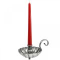 Floristik24 Candlestick silver candle bowl with handle H9.5cm