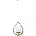 Floristik24 Lantern hanging tealight holder metal gold teardrop H22.5cm