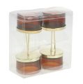 Floristik24 Candle holder with glass gold, brown 4pcs