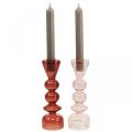 Candlestick glass candlestick pink/rose Ø5-6cm H19cm 2pcs