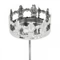 Floristik24 Candle decoration crown, tealight holder to stick, Advent decoration silver Ø5.5cm 4pcs