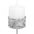 Floristik24 Candlestick with palm, tealight holder for Advent wreath silver Ø5.5cm 4pcs