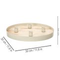 Round wooden candle tray for four taper candles, 30cm | Floristik24.ie