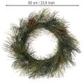 Artificial pine branch wreath with cones 60 cm | Floristik24.ie