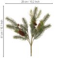Artificial fir branch with cone decoration, 41cm | Floristik24.ie