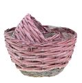 Basket round set of 3 Ø14cm - 24cm pink, natural