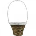 Floristik24 Handle basket, natural basket for planting, flower basket round natural, white H49cm Ø23.5cm