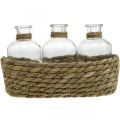 Floristik24 Decorative basket with 3 bottles table decoration seagrass natural 22×11.5×14cm