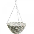 Floristik24 Plant basket for hanging, flower basket braided white, grey, natural H16cm Ø30cm