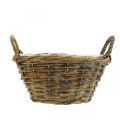 Floristik24 Flower decoration, wooden basket with handles, natural planter, white washed H12cm Ø24cm