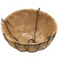 Floristik24 Plant basket for hanging, hanging basket made of metal, coconut fibers natural, black H15cm Ø30.5cm
