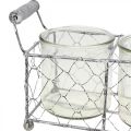Floristik24 Vintage Wire Basket Whitened with Glass Vase Lantern 21×10.5cm