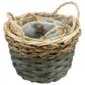 Floristik24 Plant basket, woven basket for planting, round flower basket natural, gray Ø29 / 23.5 / 18cm, set of 3