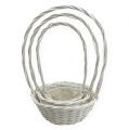 Floristik24 Basket set x 3 with handle round white Ø18, 23, 29cm