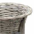 Floristik24 Wicker bowl with wooden stand grey, washed white Ø33cm