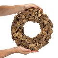 Decorative wreath made of natural wood pieces, round, 35cm | Floristik24.ie